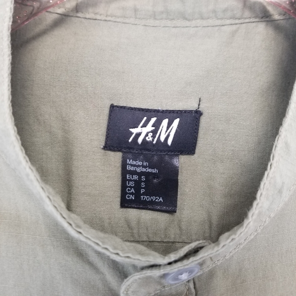 H&M Olive Utility Twill Poplin Shirt - Picture 4 of 8